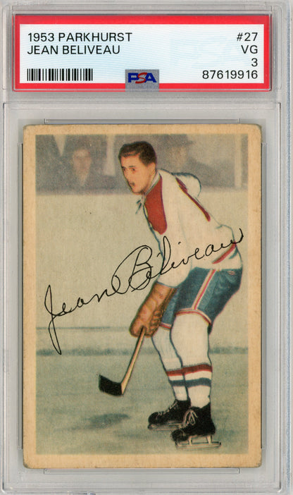 1953 Parkhurst #27 Jean Beliveau RC HOF PSA 3