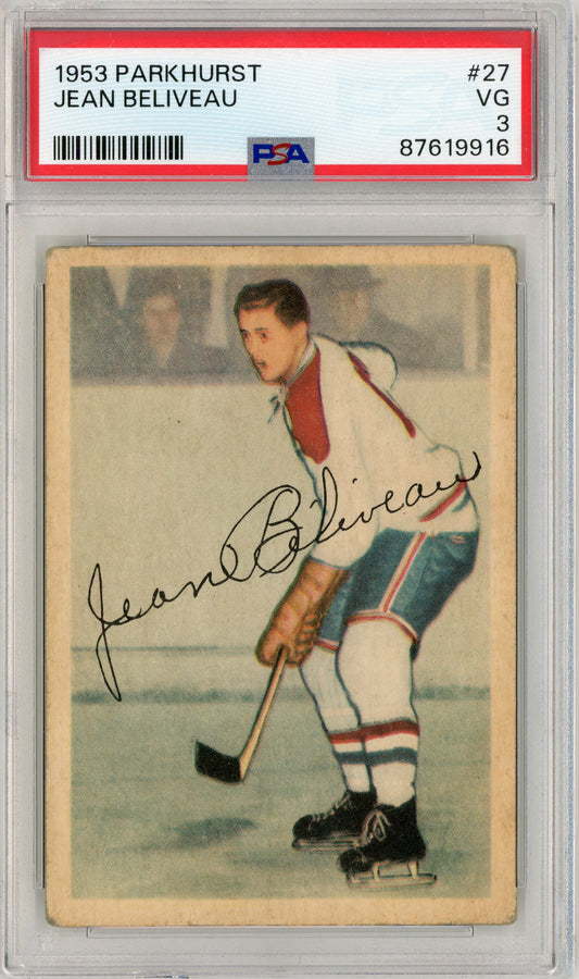 1953 Parkhurst #27 Jean Beliveau RC HOF PSA 3