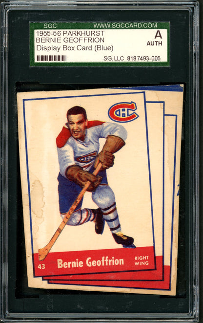 1955 Parkhurst Bernie Geoffrion Display Box Card SGC Auth