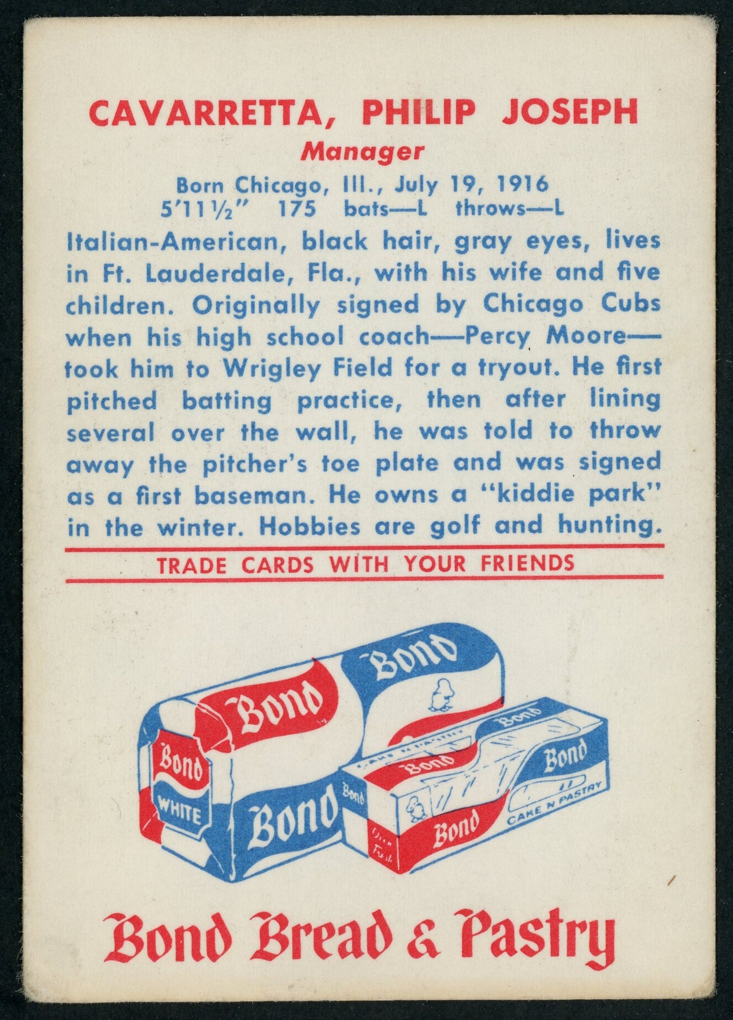 1958 Bond Bread Buffalo Bisons 9 Card Complete Set