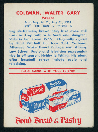 1958 Bond Bread Buffalo Bisons 9 Card Complete Set