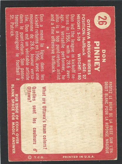 1958 Topps #26 Don Pinhey