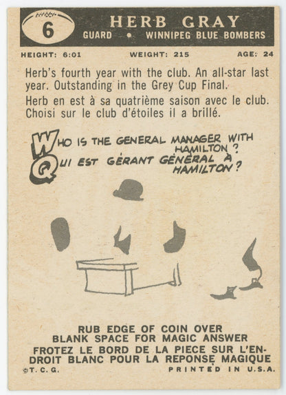1959 Topps #06 Herb Gray HOF