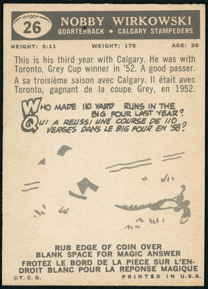 1959 Topps #26 Nobby Wirkowski