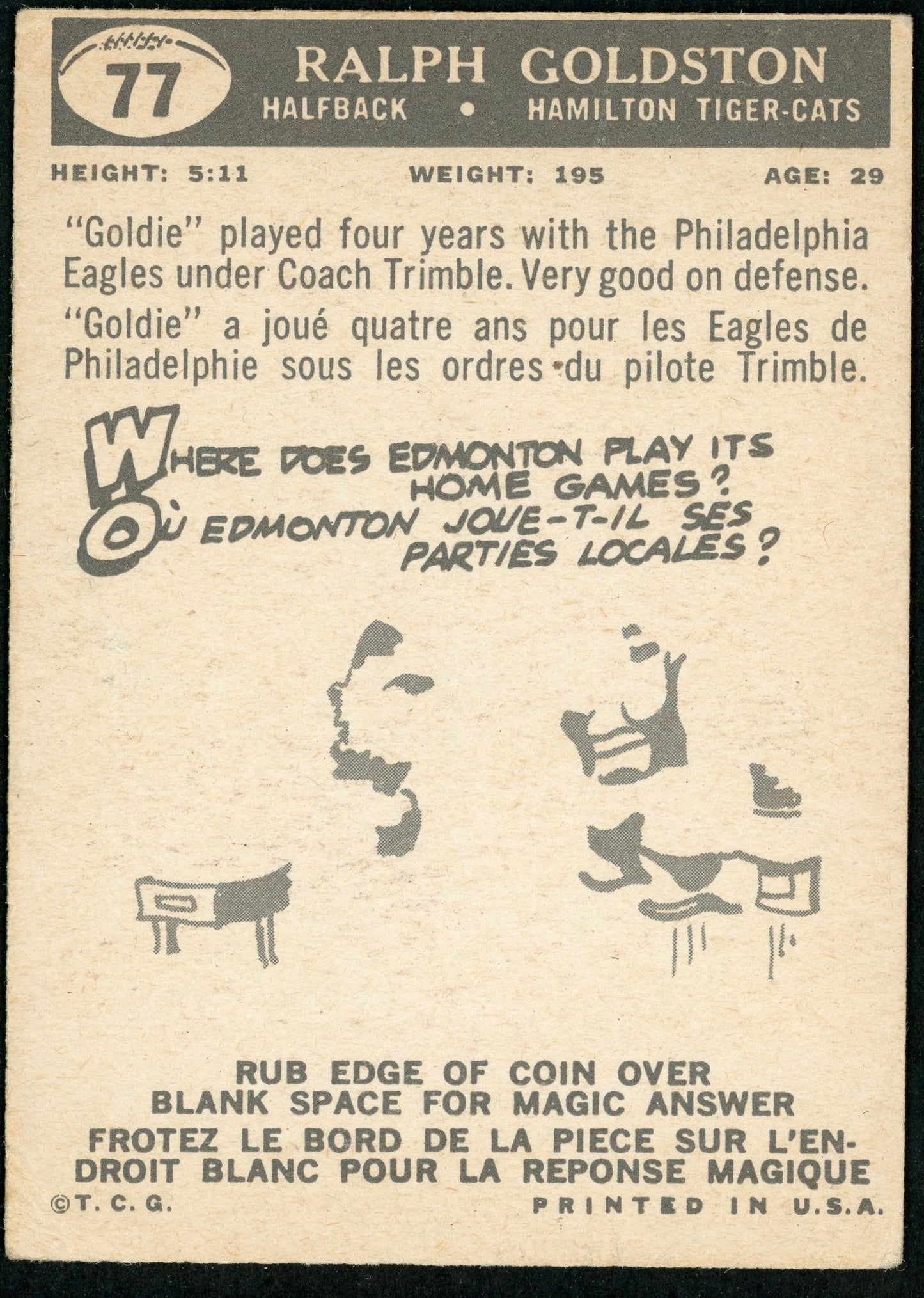 1959 Topps #77 Ralph Goldston RC
