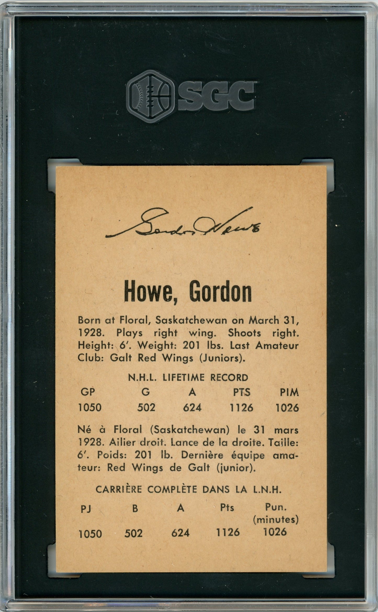 1962 Parkhurst #31 Gordie Howe  SGC 7