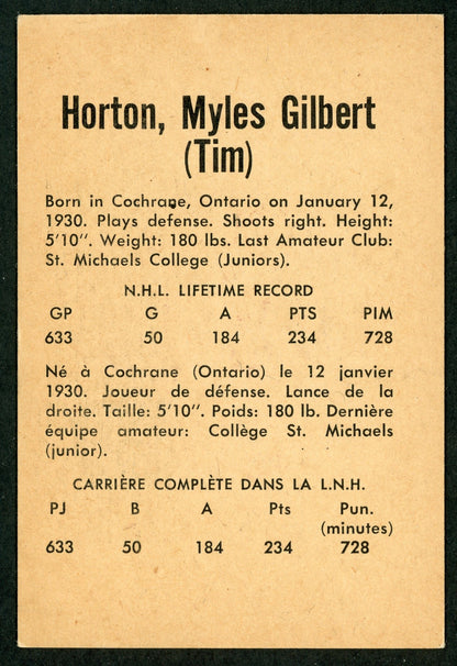 1962 Parkhurst #07 Tim Horton HOF