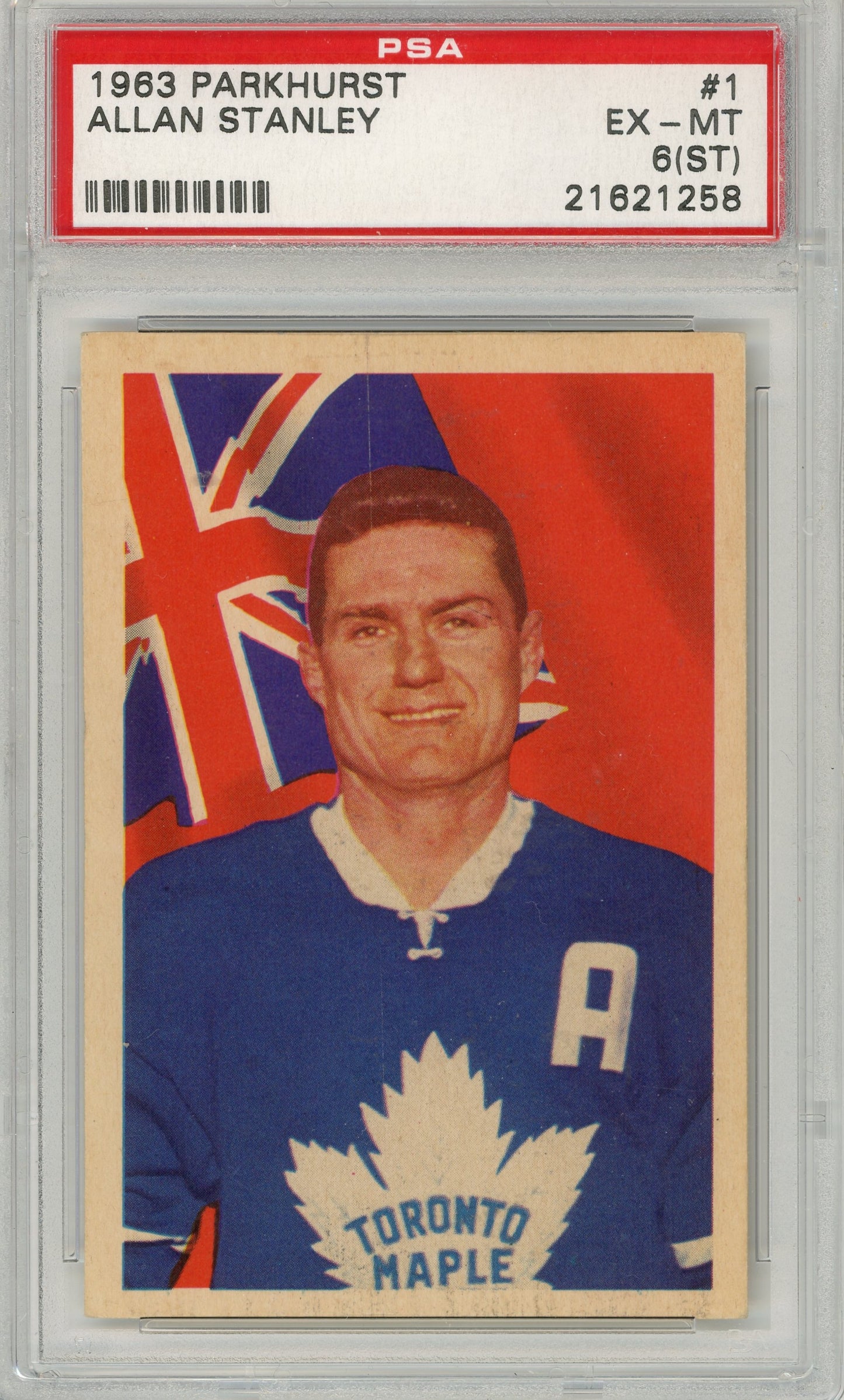 1963 Parkhurst #01 Allan Stanley PSA 6(ST) HOF