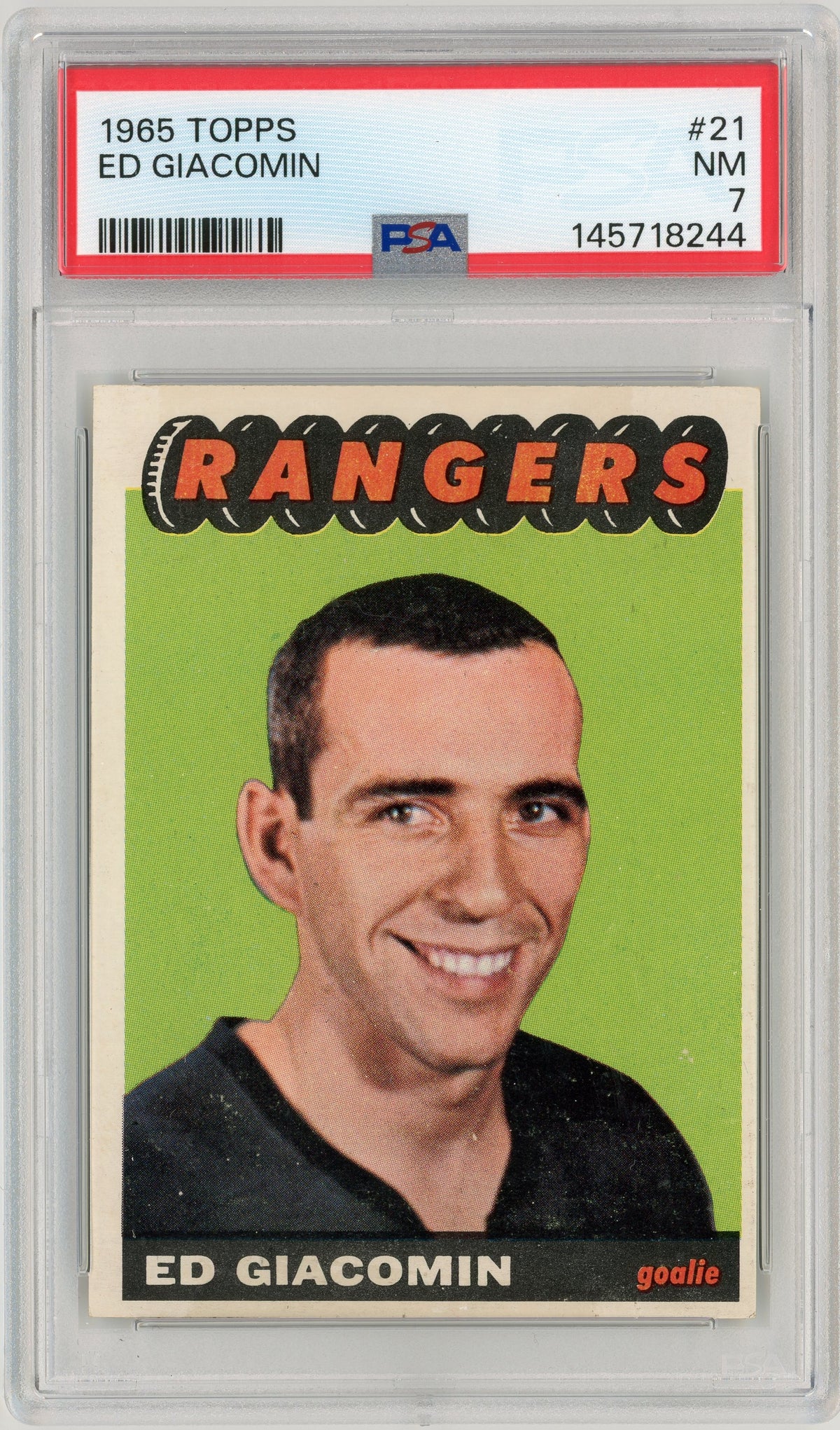 1965 Topps #021 Ed Giacomin RC HOF PSA 7