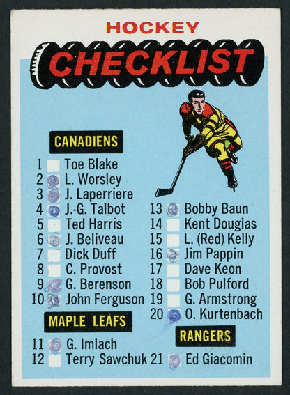 1965 Topps #066 Checklist (marked)