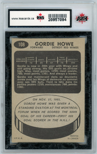 1965 Topps #108 Gordie Howe HOF KSA 8