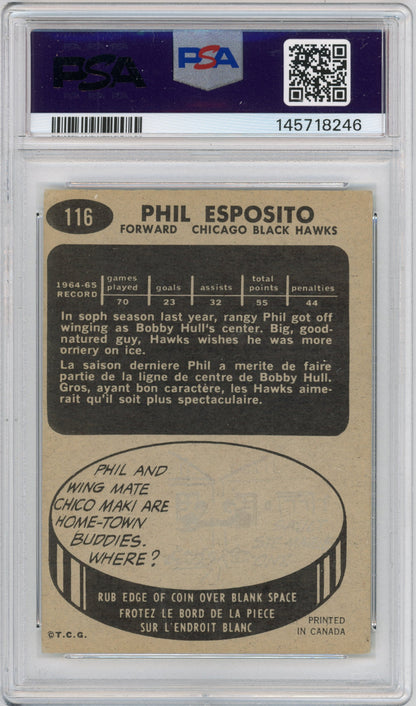 1965 Topps #116 Phil Esposito RC HOF PSA 4