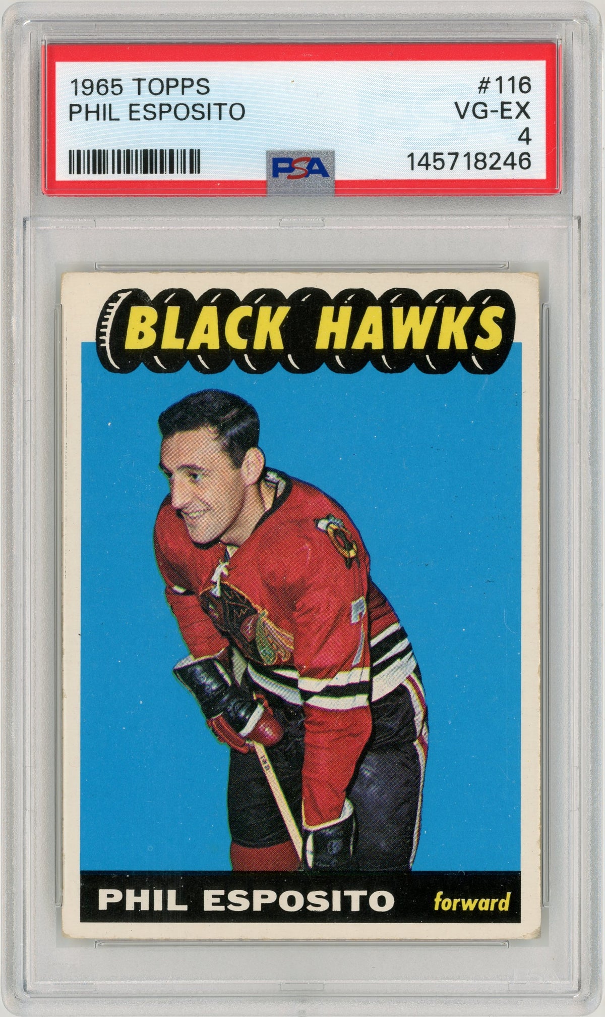 1965 Topps #116 Phil Esposito RC HOF PSA 4