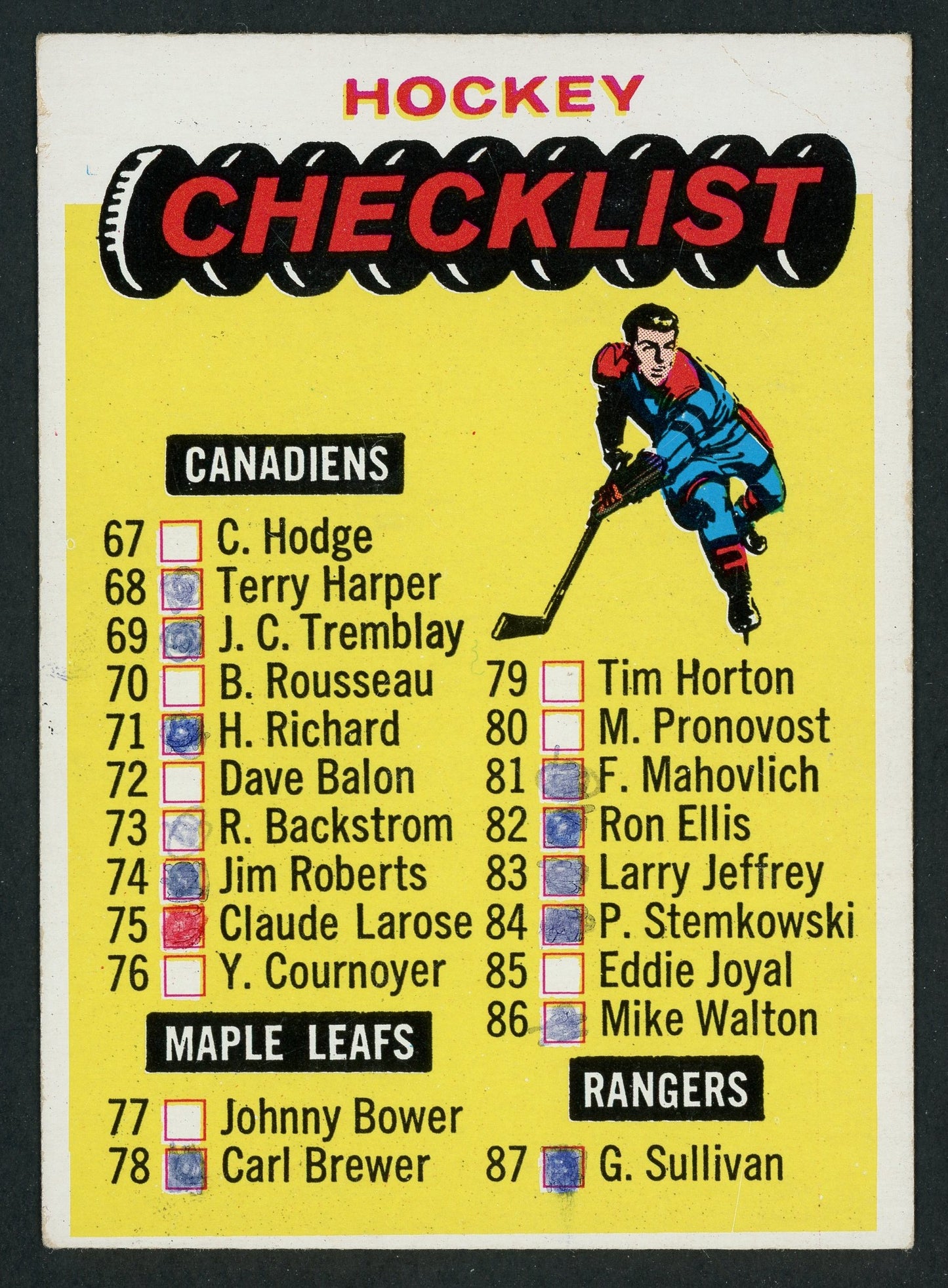 1965 Topps #121 Checklist (marked)