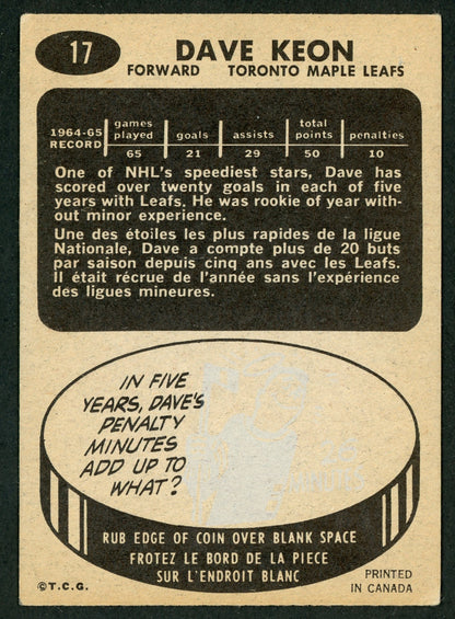 1965 Topps #017 Dave Keon HOF