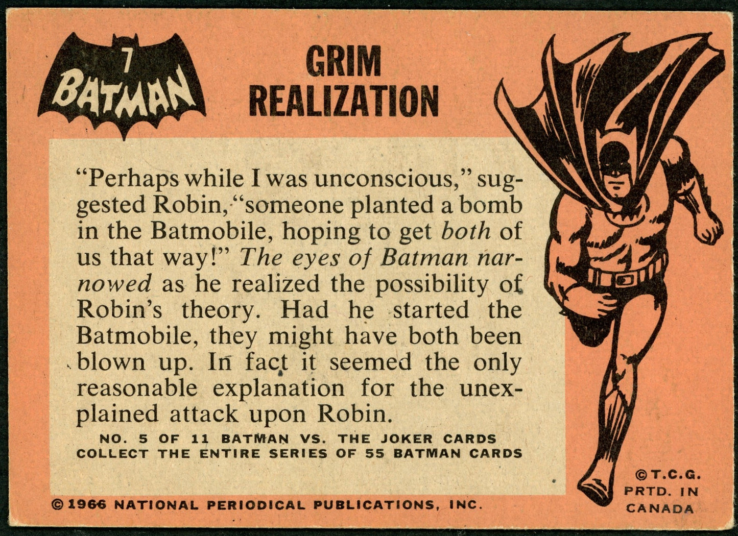 1966 O-Pee-Chee #07 Batman Black Bat "Grim Realization"