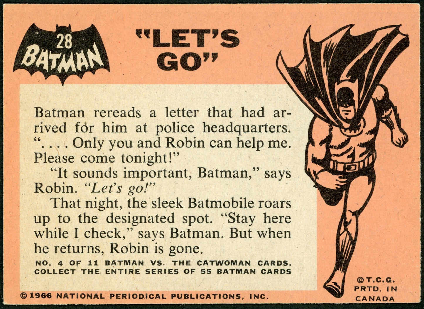 1966 O-Pee-Chee #28 Batman Black Bat "Let's Go"