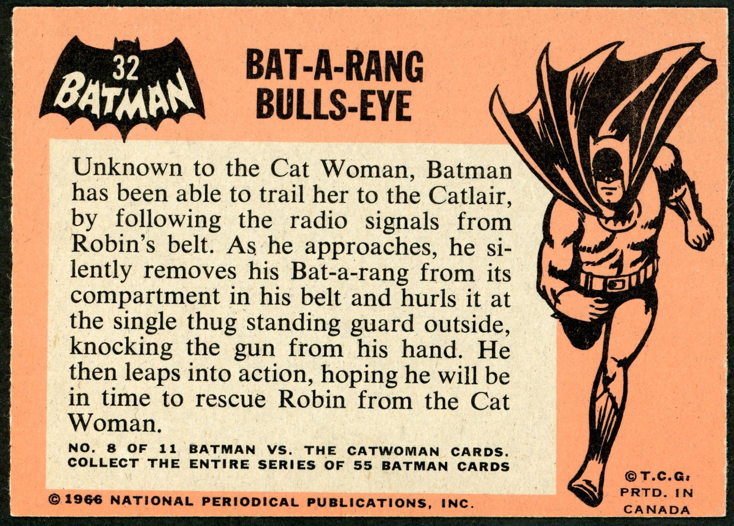 1966 O-Pee-Chee #32 Batman Black Bat "Bat-A-Rang Bulls-Eye"