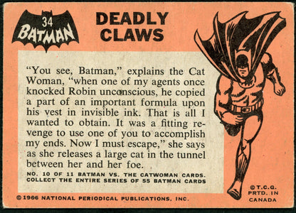 1966 O-Pee-Chee #34 Batman Black Bat "Deadly Claws"
