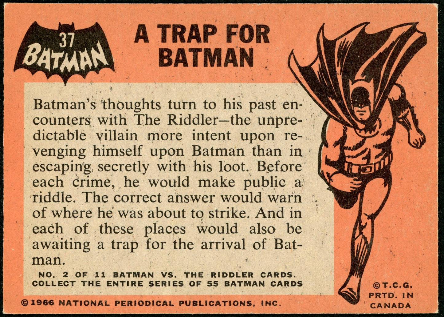 1966 O-Pee-Chee #37 Batman Black Bat "A Trap for Batman"