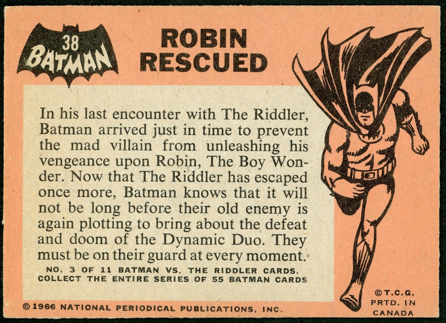 1966 O-Pee-Chee #38 Batman Black Bat "Robin Rescued"