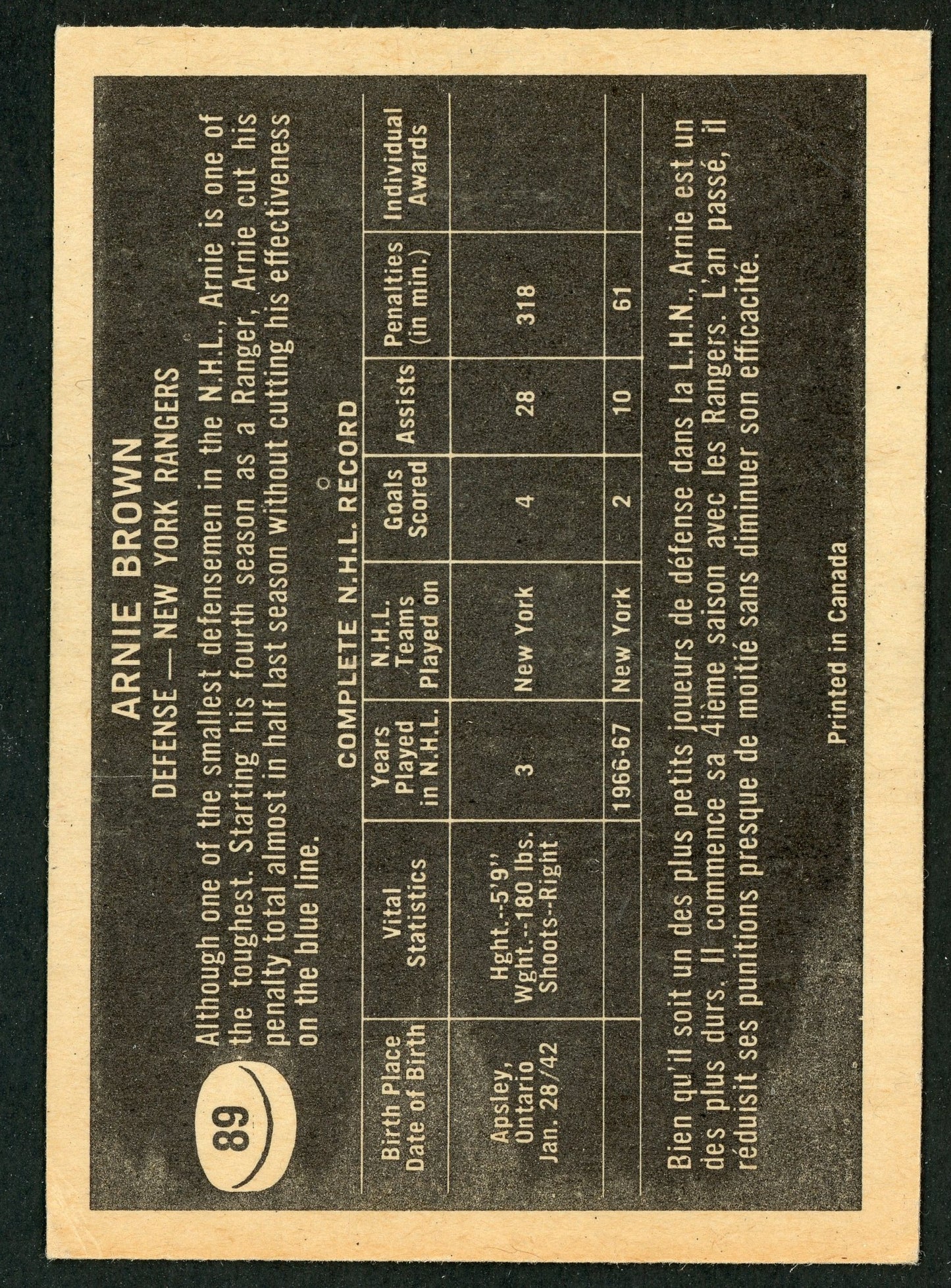 1967 Topps #089 Arnie Brown