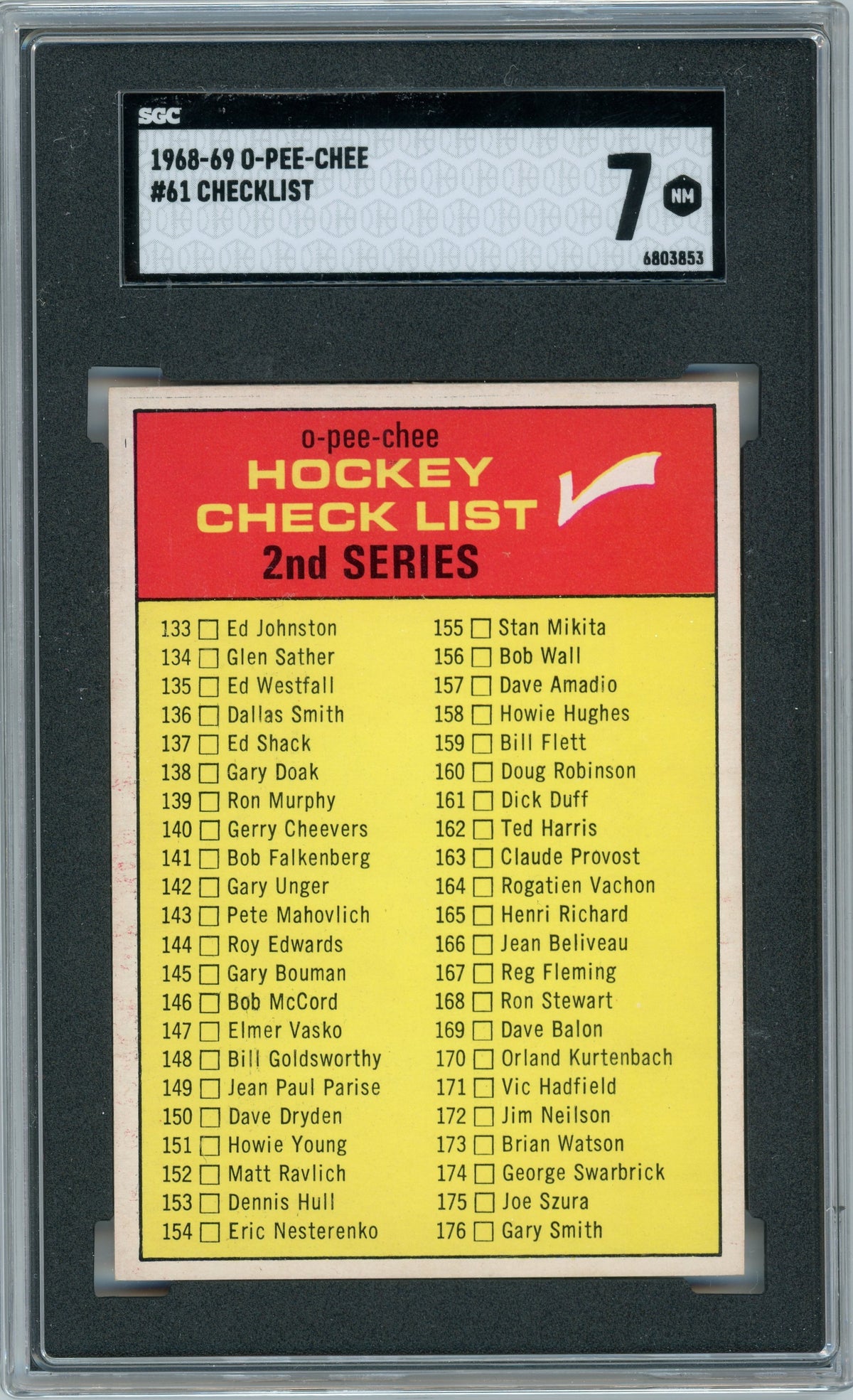 1968 O-Pee-Chee #61 Checklist SGC 7
