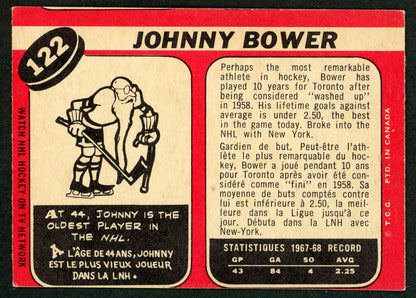 1968 O-Pee-Chee #122 Johnny Bower HOF