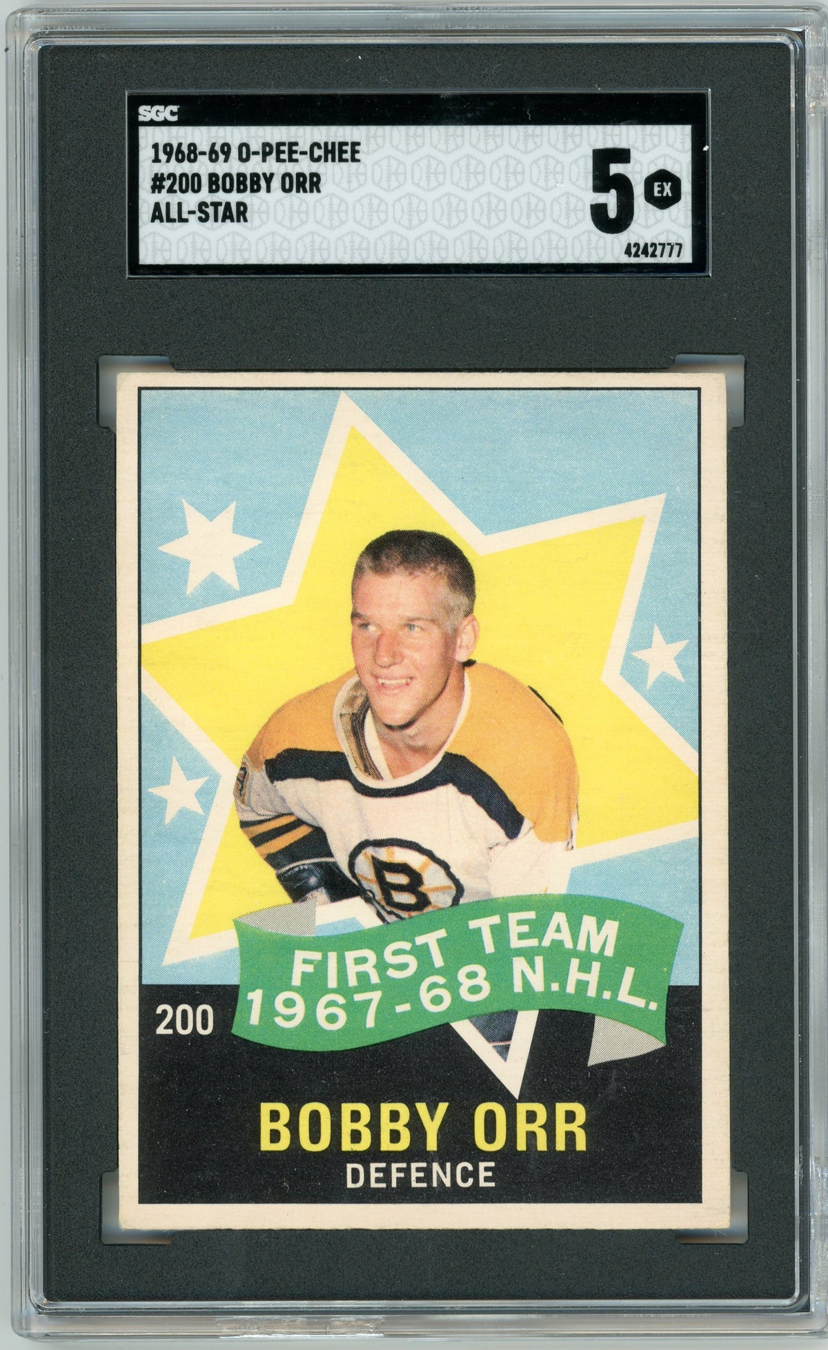 1968 O-Pee-Chee #200 Bobby Orr All Star HOF SGC 5