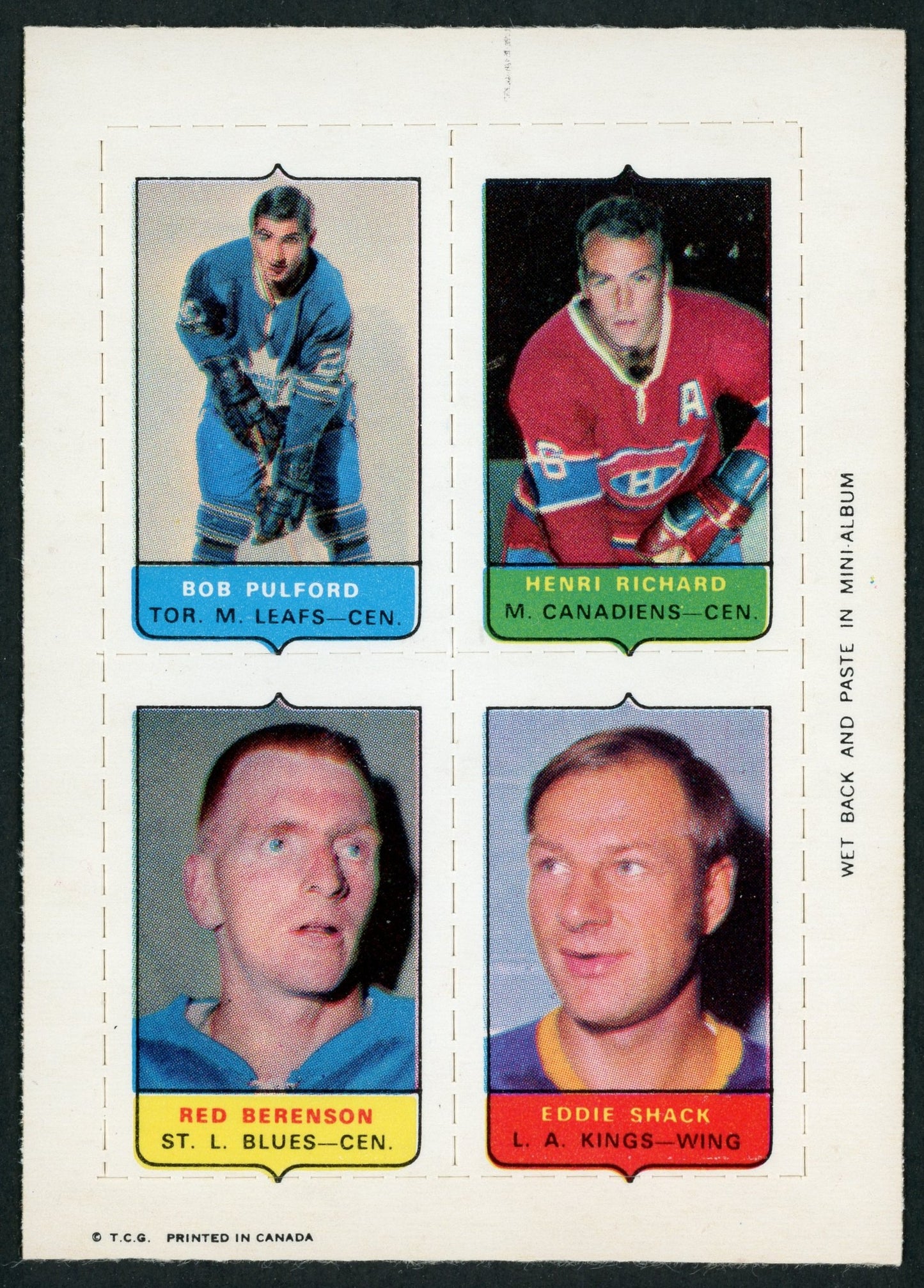 1969 O-Pee-Chee 4 in 1 - Pulford / Richard / Berenson / Shack