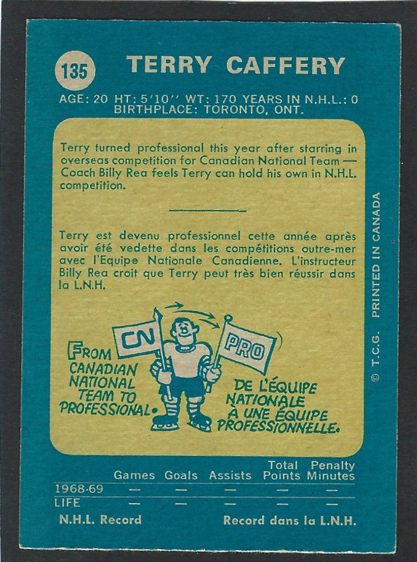 1969 O-Pee-Chee #135 Terry Caffery