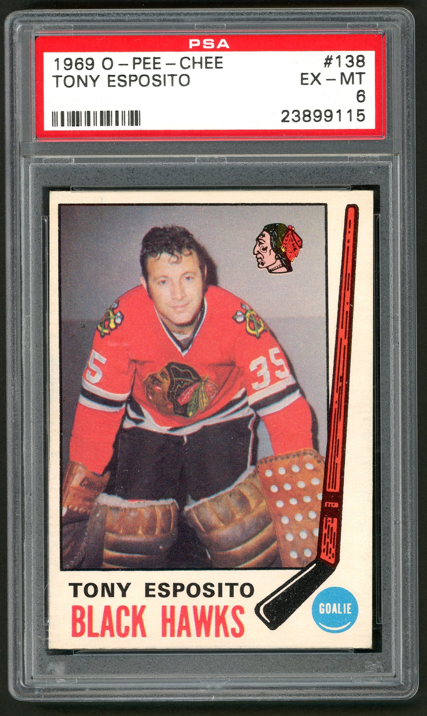 1969 O-Pee-Chee #138 Tony Esposito RC HOF PSA 6