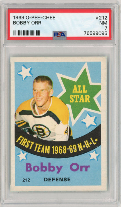 1969 O-Pee-Chee #212 Bobby Orr All Star HOF PSA 7