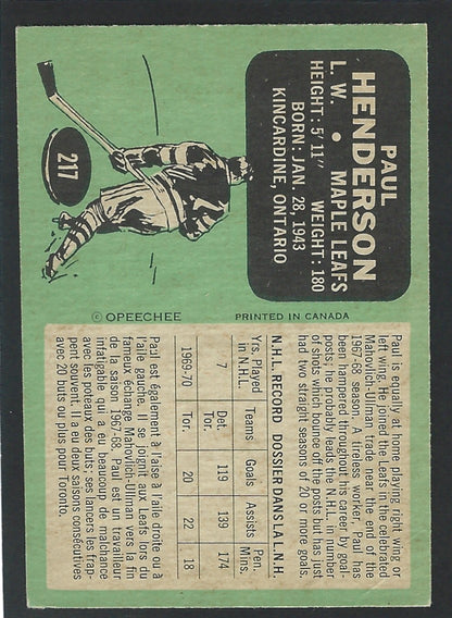 1970 O-Pee-Chee #217 Paul Henderson