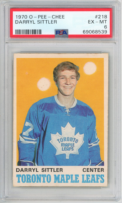 1970 O-Pee-Chee #218 Darryl Sittler RC HOF PSA 6