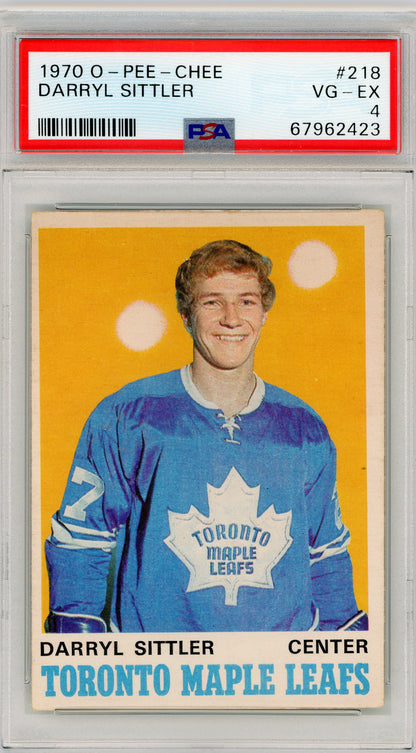 1970 O-Pee-Chee #218 Darryl Sittler RC HOF PSA 4