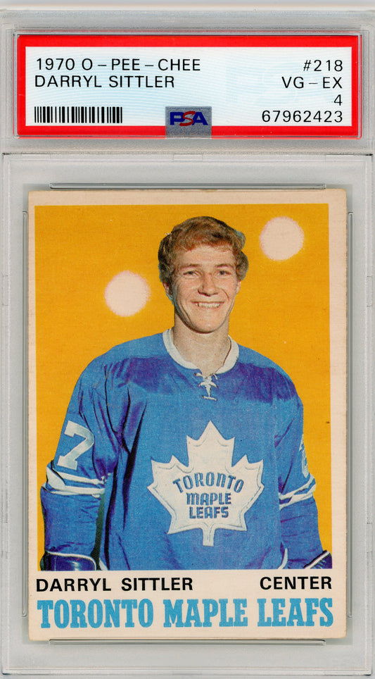 1970 O-Pee-Chee #218 Darryl Sittler RC HOF PSA 4