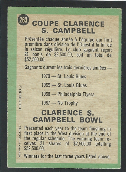 1970 O-Pee-Chee #263 Clarence Campbell Bowl