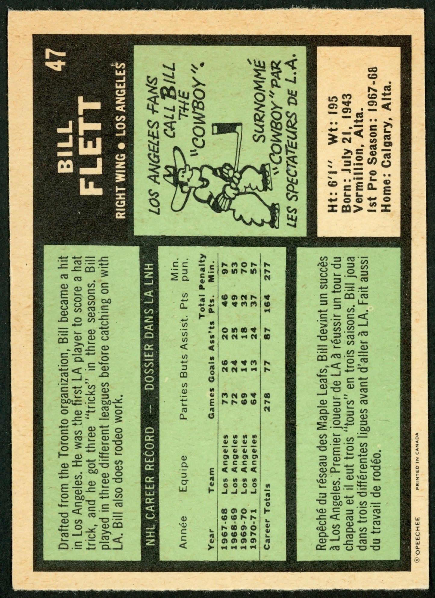 1971 O-Pee-Chee #047 Bill Flett