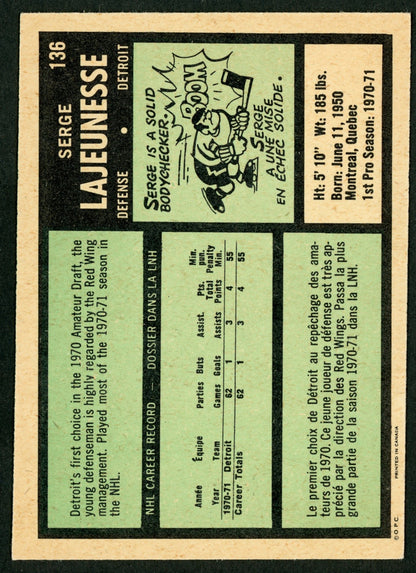 1971 O-Pee-Chee #136 Serge Lajeunesse