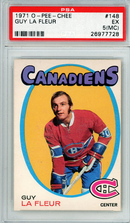 1971 O-Pee-Chee #148 Guy Lafleur RC HOF PSA 5 MC
