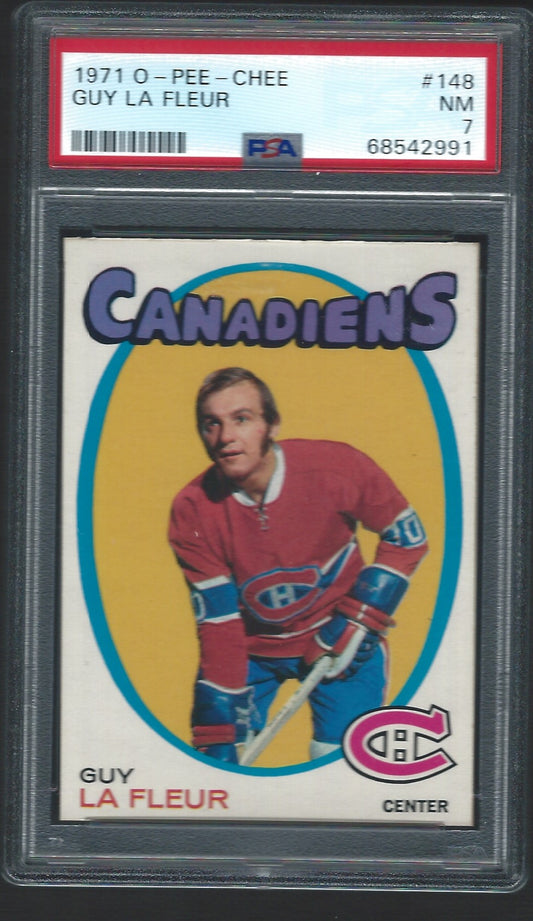 1971 O-Pee-Chee #148 Guy Lafleur RC HOF PSA 7