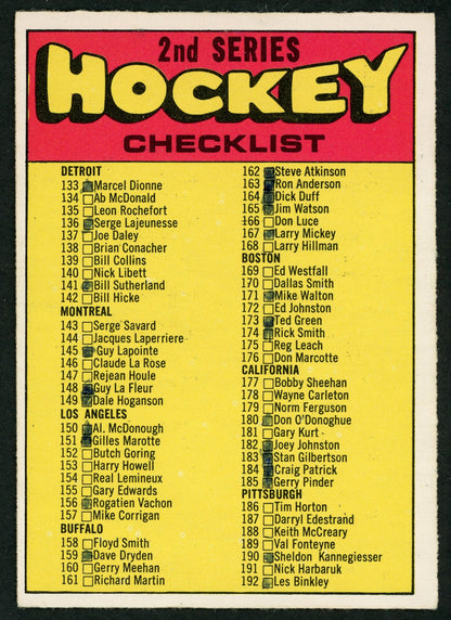 1971 O-Pee-Chee #264 Checklist (marked)