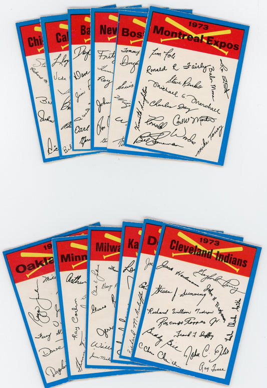 1973 O-Pee-Chee MLB Team Checklist Complete Set of 24