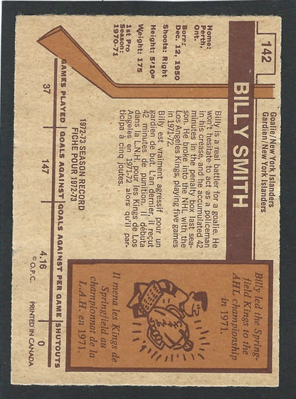 1973 O-Pee-Chee #142 Billy Smith RC HOF
