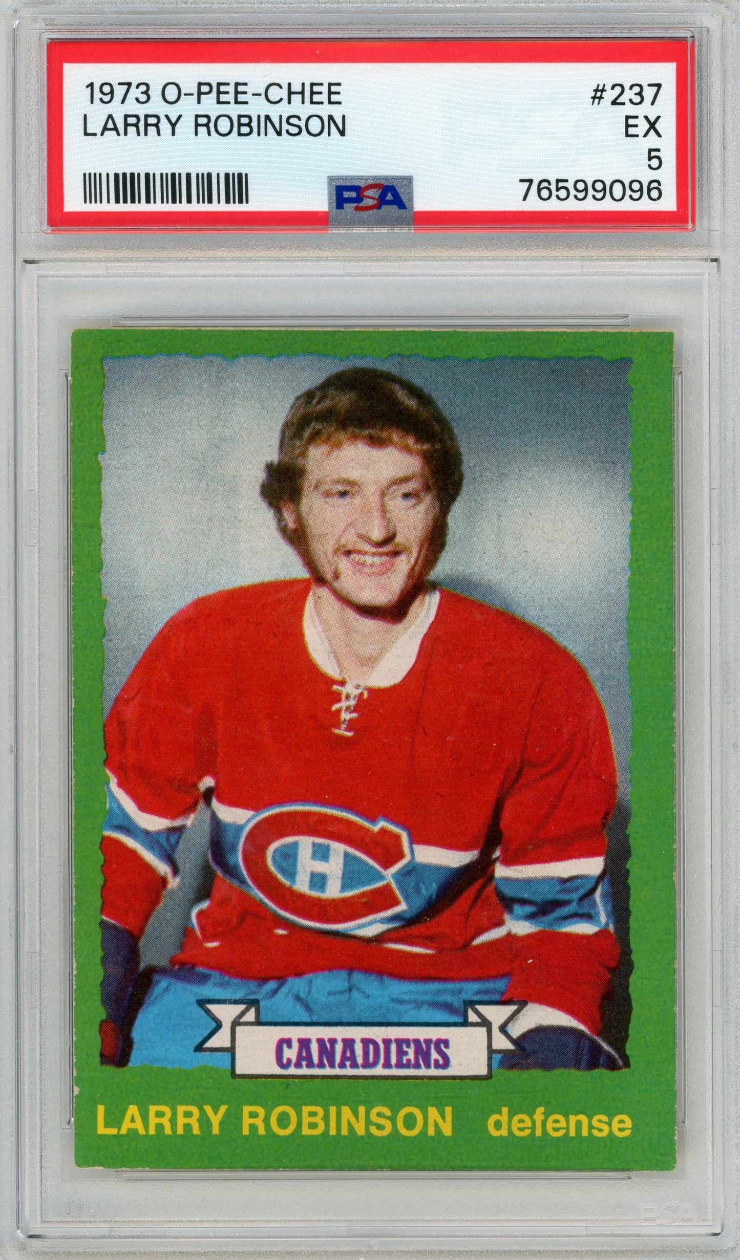 1973 O-Pee-Chee #237 Larry Robinson PSA 5 RC HOF