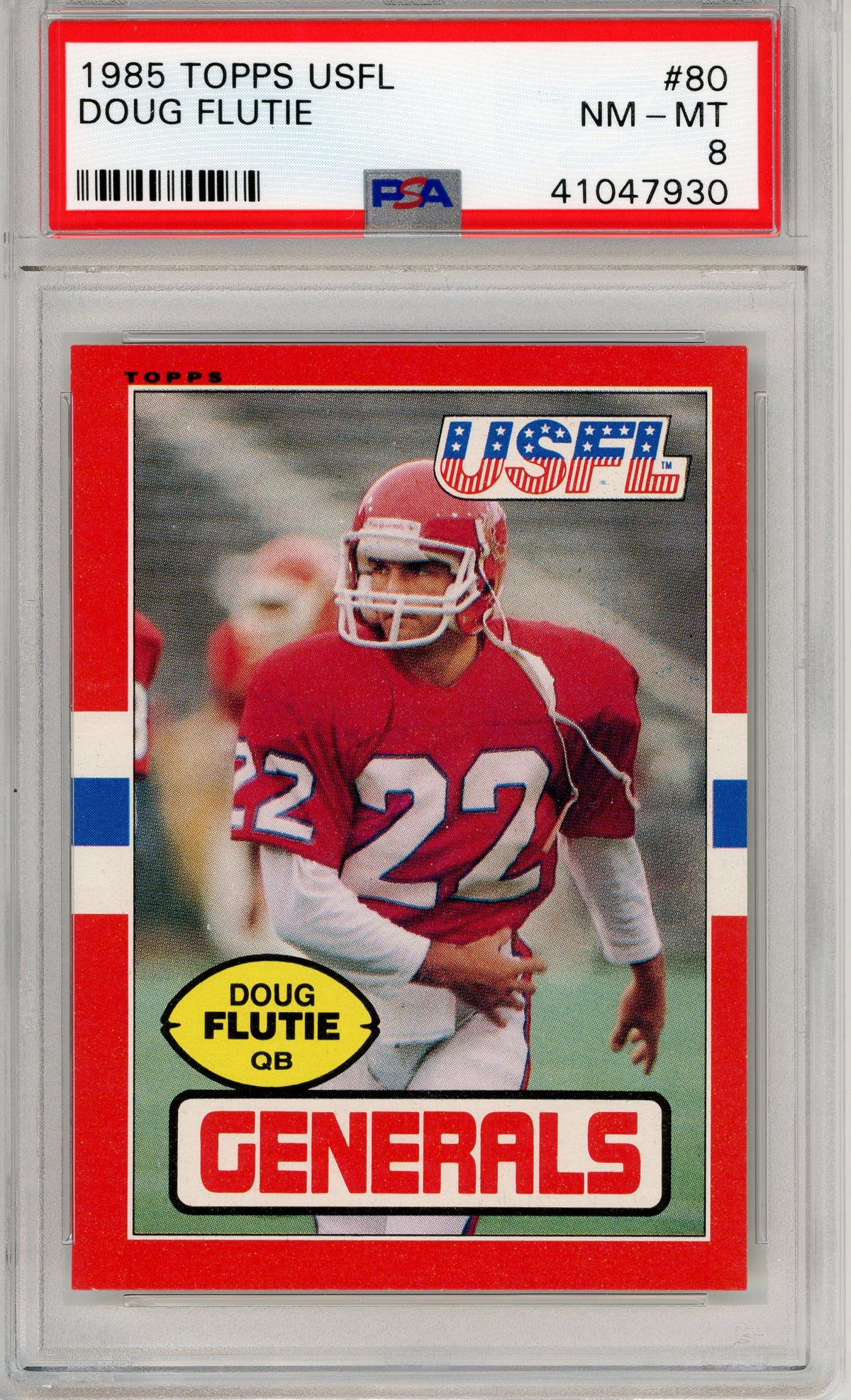 1985 Topps USFL #80 Doug Flutie RC HOF PSA 8