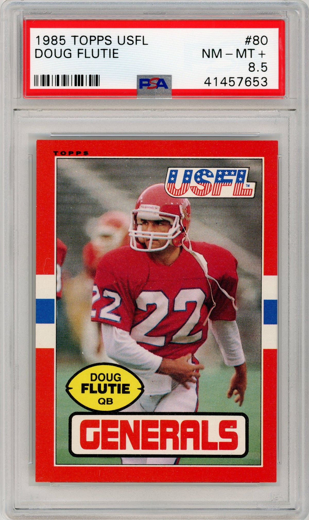 1985 Topps USFL #80 Doug Flutie RC HOF PSA 8.5