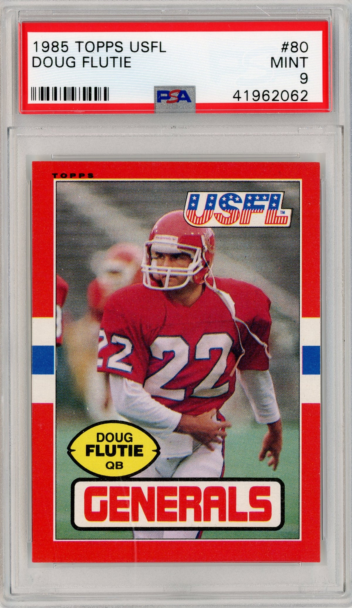 1985 Topps USFL #80 Doug Flutie RC HOF PSA 9