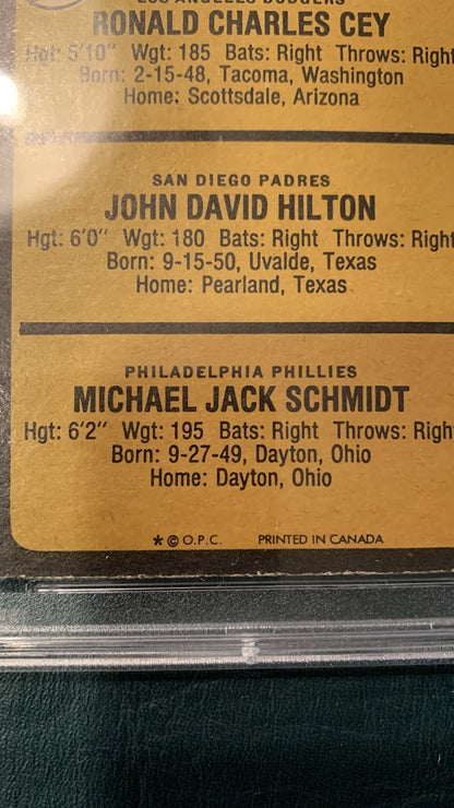 1973 O-Pee-Chee #615 Mike Schmidt RC HOF PSA 7